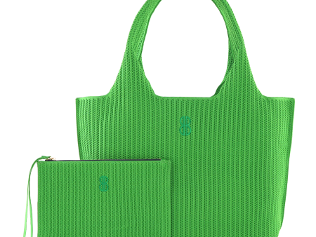 Sutton City Tote - Parakeet Green Stripe - Large Discount