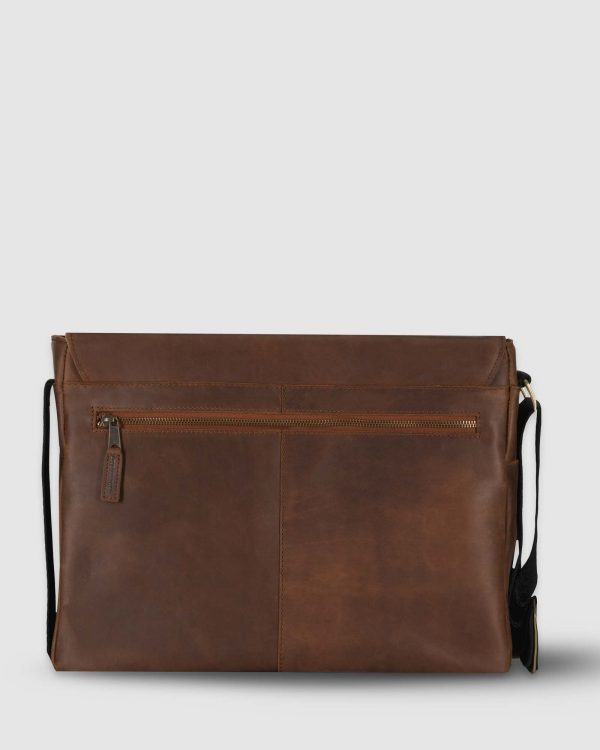 Mathewson Glove Leather Messenger Bag - Pine Tar Brown Discount