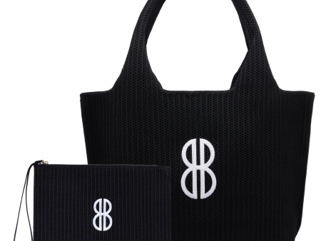 Sutton City Tote - Black Stripe Monogram - Large Cheap