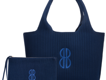 Sutton City Tote - Navy Stripe Monogram - Large Online now