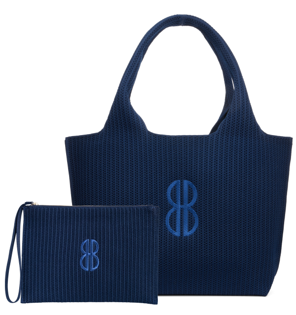 Sutton City Tote - Navy Stripe Monogram - Large Online now