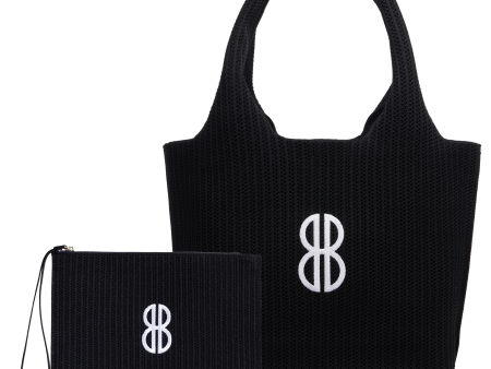 Sutton City Tote - Black Stripe Monogram - Medium For Sale