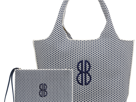 Sutton City Tote - Navy Diamond Monogram - Large Supply