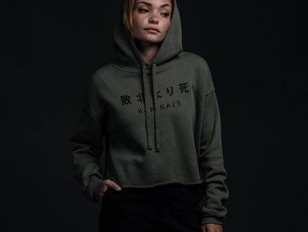 KAMIKAZE GREEN CROPPED HOODIE Online