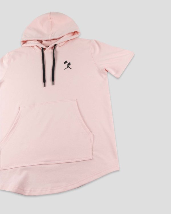 Flag Man Short Sleeve Hoodie - Cotton Candy Pink Cheap