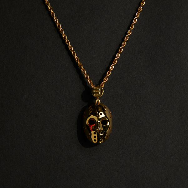 Hockey Mask Pendant & Chain (Gold) Discount