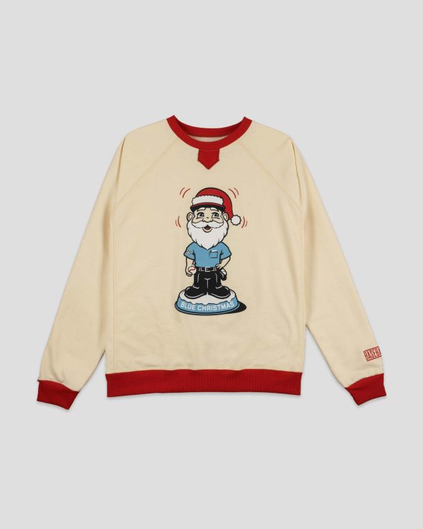 Blue Christmas Bobblehead Santa Sweater For Sale