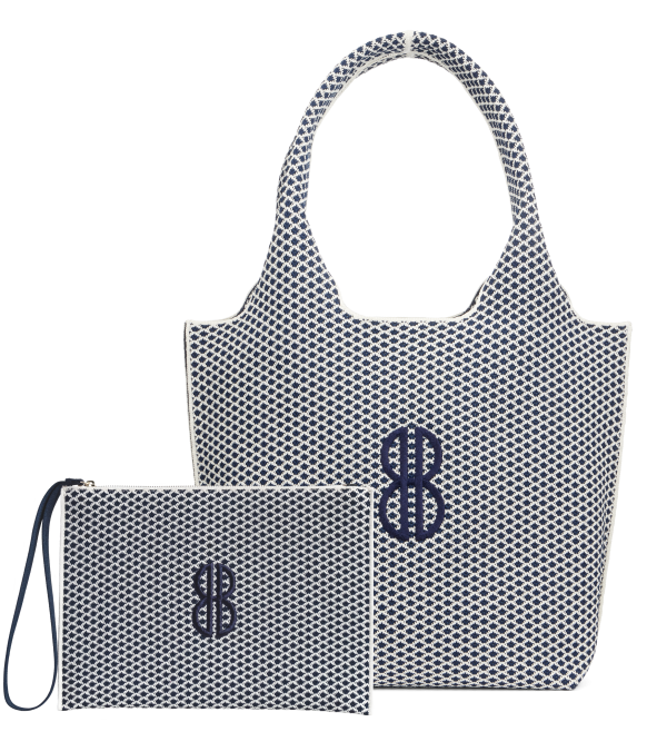 Sutton City Tote - Navy Diamond Monogram   Detachable Metal Chain - Medium For Cheap