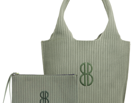 Sutton City Tote - Sage Stripe Monogram - Medium Supply