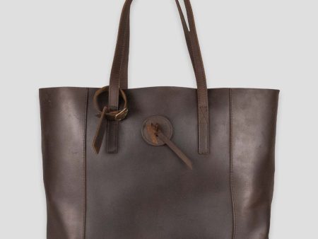 Vintage Glove Leather Tote - Dark Chocolate Discount