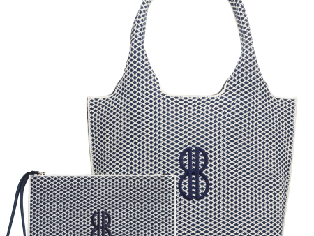 Sutton City Tote - Navy Diamond Monogram - Medium Hot on Sale