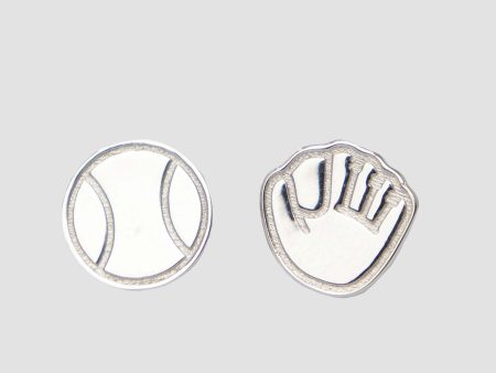 Ball and Glove Earrings - Silver Discount