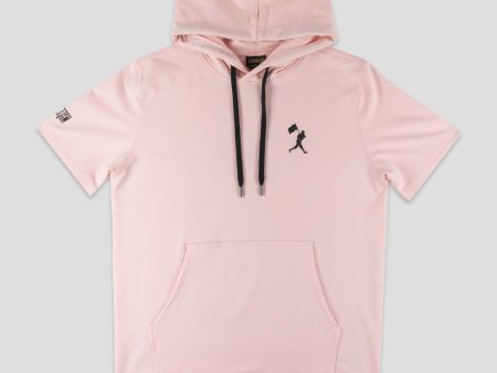 Flag Man Short Sleeve Hoodie - Cotton Candy Pink Cheap