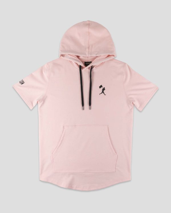 Flag Man Short Sleeve Hoodie - Cotton Candy Pink Cheap