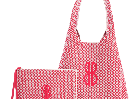 Sutton City Tote - Red Diamond Monogram   Detachable Metal Chain - Large Online