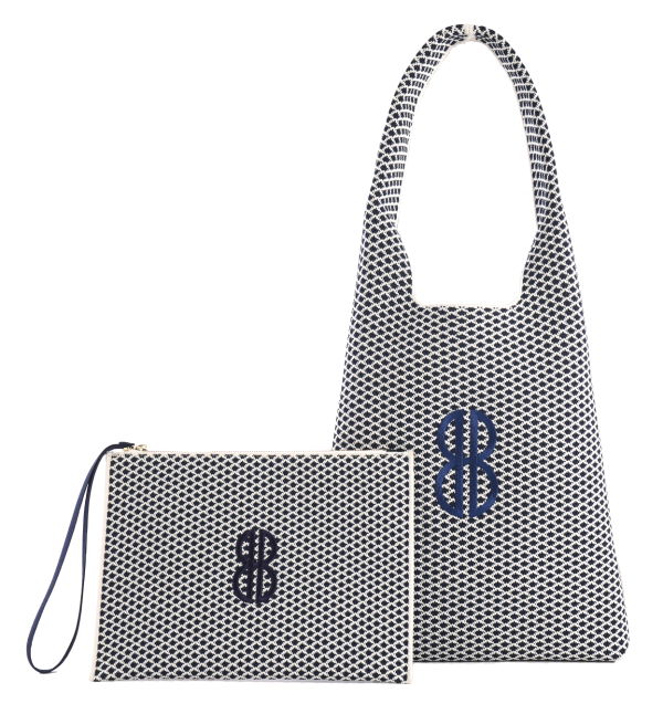 Sutton City Tote - Navy Diamond Monogram   Detachable Metal Chain - Medium For Cheap