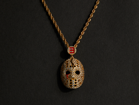 Hockey Mask Diamond Pendant & Chain (Gold) Supply