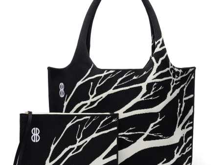 Sutton City Tote - Black Tree Branches with pouch - Large For Cheap