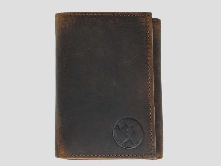 Flag Man Badge Trifold Glove Leather Wallet - Oak Online