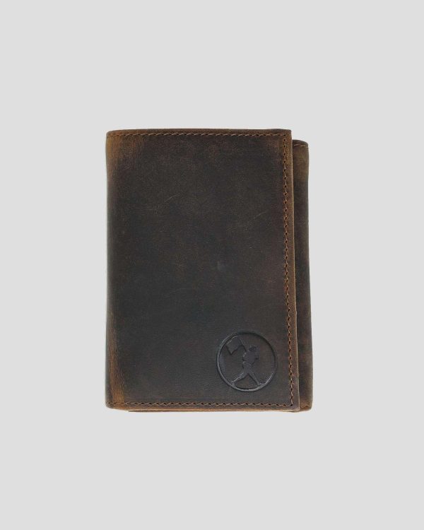 Flag Man Badge Trifold Glove Leather Wallet - Oak Online