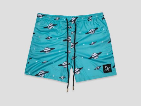 Space Ball Diamond Air Youth Mesh Shorts - Black and Teal Cheap