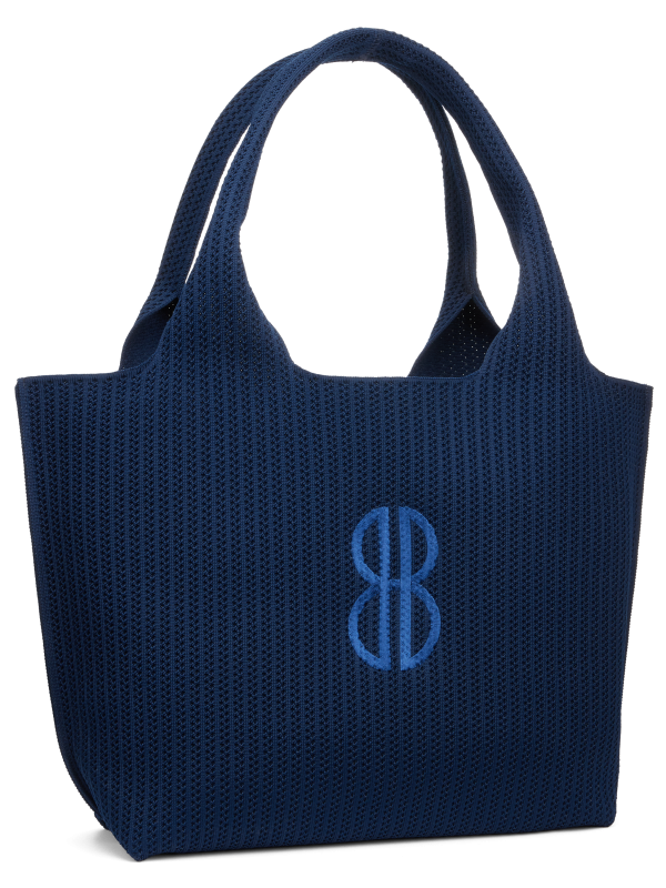 Sutton City Tote - Navy Stripe Monogram - Large Online now