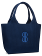 Sutton City Tote - Navy Stripe Monogram - Large Online now