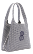 Sutton City Tote - Navy Diamond Monogram   Detachable Metal Chain - Large For Discount