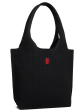 Medium - Black Stripe Tote With Pouch Cheap