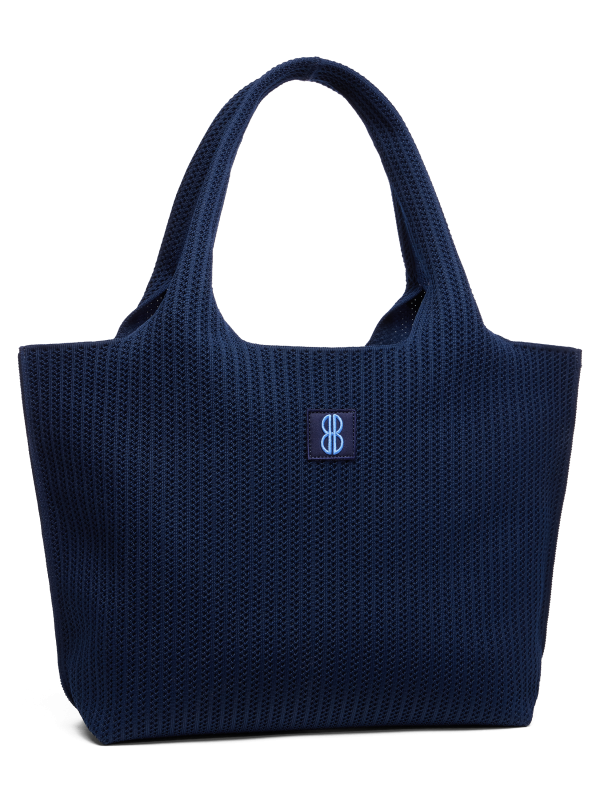 large - Navy Stripe tote with pouch Sale