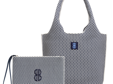 medium - Navy Diamond Tote With Pouch Supply