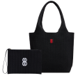 Medium - Black Stripe Tote With Pouch Cheap