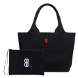 Large - Black Stripe Tote With Pouch Online now