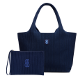 large - Navy Stripe tote with pouch Sale